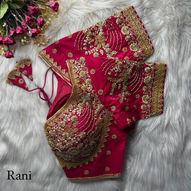 Rani Heavy Fandy Silk Beads, Sequin & Cording Work Designer Blouse